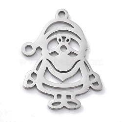 Christmas Theme Anti-Tarnish 304 Stainless Steel Pendants, Laser Cut, Stainless Steel Color, Santa Claus, 23.5x17x1mm, Hole: 1.5mm(STAS-R003-04P-02)