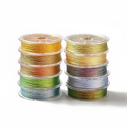 10 Rolls Polyester Sewing Thread, 3-Ply Polyester Cord for Jewelry Making, Mixed Color, 0.2mm, about 54.68 Yards(50m)/Roll(OCOR-E026-03)