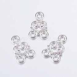 Chandelier Component Links, 3 Loop Connectors, Valentine Ornaments, Alloy, Heart, Silver Color Plated, Lead Free, Nickel Free and Cadmium Free, about 15mm long, 11mm wide, 2mm thick, hole: 2mm(X-EA10674Y-NFS)