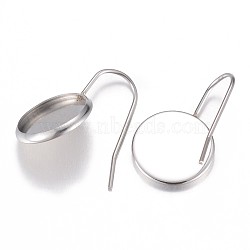 Non-Tarnish 304 Stainless Steel Earring Hooks, Ear Wire, Stainless Steel Color, Tray: 12mm, 23x1.5mm, 20 Gauge, Pin: 0.8mm(X-STAS-G071-47P)