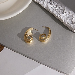 304 Stainless Steel Stud Earrings, Vortex Spiral, Golden, 34.5~35.5x12~13mm(EJEW-A161-01G)