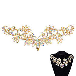 Crystal Rhinestone Cloth Patches, Flexible Sewing Crafts, Golden, 264x90x6mm(DIY-WH0683-62G)