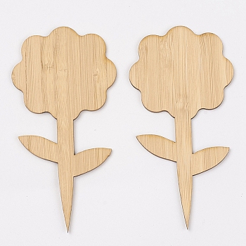 Flower Shape Bamboo Plant Labels, Wooden Plant Tags, for Seed Potted Herbs Flowers Vegetables, BurlyWood, 98x50x2mm