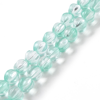 Transparent Glass Beads Strands, Lantern, Aquamarine, 8.5x7.5x8mm, Hole: 1.2mm, about 45~46pcs/strand, 14.37 inch(36.5cm)