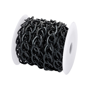 Aluminium Twisted Chains Curb Chains, Unwelded, Electrophoresis Black, 20x15x1.8mm, 5m/set