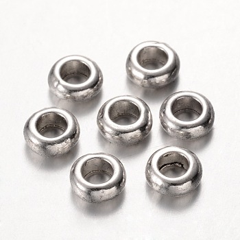 Alloy Spacer, Rondelle, Cadmium Free & Nickel Free & Lead Free, Antique Silver, 7x3mm, Hole: 4mm