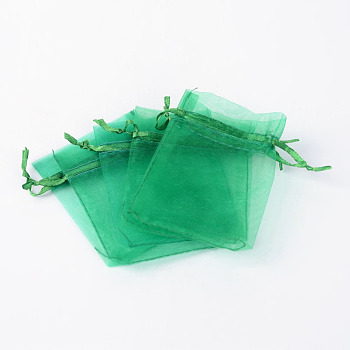 Organza Gift Bags with Drawstring, Jewelry Pouches, Wedding Party Christmas Favor Gift Bags, Green, 30x20cm