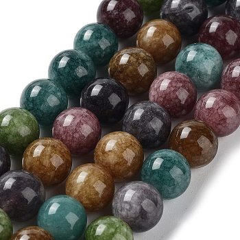 Dyed Natural Malaysia Jade Beads Strands, Round, Colorful, 12mm, Hole: 1.2mm, about 19pcs/strand, 7.48 inch(19cm)