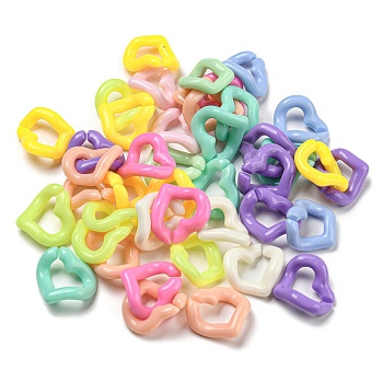 Opaque Acrylic Linking Rings, Quick Link Connectors, for Curb Chain Making, Twisted Heart, Mixed Color, 19.5x20.5x4mm, Inner Diameter: 7.5x12mm, about 595pcs/500g