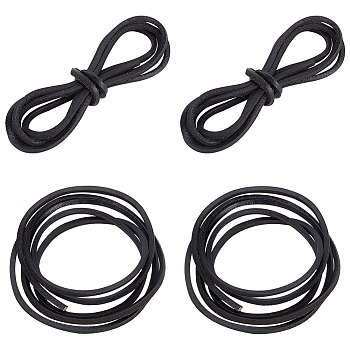 Cowhide Cord Shoelaces, for Shoe Accessories, Flat, Black, 1400x3.5x3.5mm
