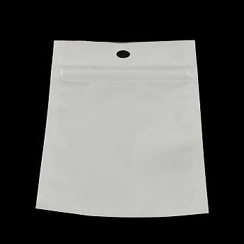 Pearl Film Plastic Zip Lock Bags, Resealable Packaging Bags, with Hang Hole, Top Seal, Self Seal Bag, Rectangle, White, 10x7cm, inner measure: 7x6cm