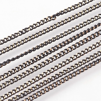 Electroplate Brass Twisted Chains, Diamond Cut Chains, Soldered, Faceted, Gunmetal & Golden, 2x1x0.4mm