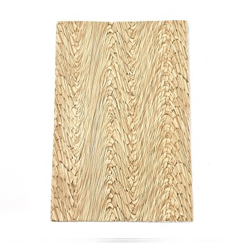 PU Leather Self-adhesive Fabric Sheet, Rectangle, Imitation Wood Grain Pattern, Pale Goldenrod, 30x20x0.04cm
