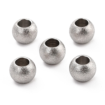 201 Stainless Steel Beads, Round, Stainless Steel Color, 6x4.5mm, Hole: 3mm