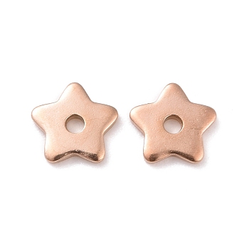Ion Plating(IP) 304 Stainless Steel Beads, Star, Rose Gold, 6x6x1mm, Hole: 1.2mm