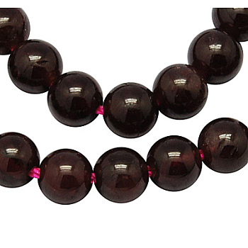 Gemstone Beads Strands, Natural Garnet, Grade AB, Round, Dark Red, 4mm, about 100pcs/strand, 15.5 inch