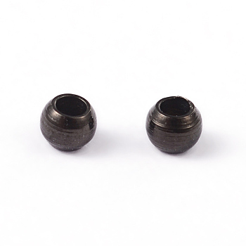 Round 304 Stainless Steel Spacer Beads, Electrophoresis Black, 2x1.5mm, Hole: 1mm