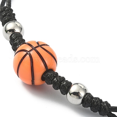 Acrylic Sports Ball Braided Bead Bracelets(BJEW-TA00331)-3