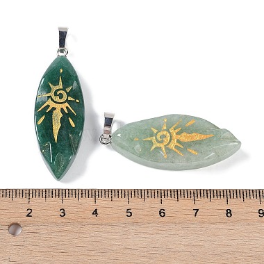 pendentifs en or à motif soleil en aventurine verte naturelle(G-L524-14P-01)-3