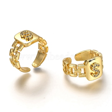 Brass Micro Pave Clear Cubic Zirconia Cuff Rings(RJEW-H541-01S-G)-2