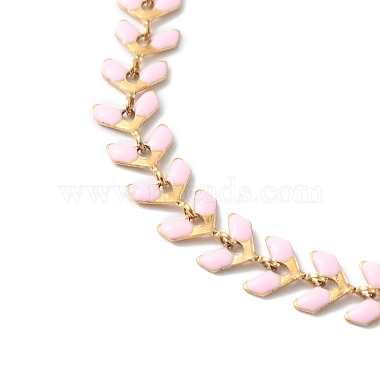 Enamel Ear of Wheat Link Chain Necklace(NJEW-P220-02G-03)-2