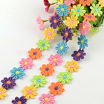 Flower Polyester Ribbon, for Gift Packing, Colorful, 1 inch(26mm)x2mm, about 15yards/bundle(13.716m/bundle)(NWIR-R022-05)