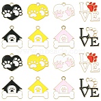 40Pcs 8 Styles Pet Paw Print Theme Alloy Enamel Pendants, Light Gold, Mixed Shapes, 18~23x20~20.5x1~1.2mm, Hole: 2mm, 5pcs/style(ENAM-CJ0007-13)