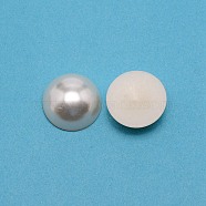 ABS Plastic Imitation Pearl Cabochons, Half Round, Silver, 18x5mm, about 200pcs/bag(KY-WH0001-011A)