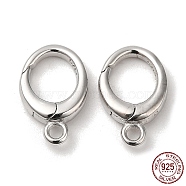 Rhodium Plated 925 Sterling Silver Twister Clasp, with S925 Stamp, Real Platinum Plated, 12x7x2.5mm, Hole: 1.4mm(STER-D006-14P)