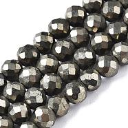 Natural Chalcopyrite Bead Strands, Faceted, Round, 4mm, Hole: 1mm, about 105pcs/strand, 15.7 inch(G-Q468-4mm-01)