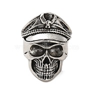 Tibetan Style Alloy Rings, Skull Shape For Men, Antique Silver, Inner Diameter: 18.6mm(RJEW-R140-01B-AS)