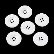 Resin Buttons, Dyed, Flat Round, White, 30x3mm, Hole: 3mm, 98pcs/bag(RESI-D030-30mm-01)