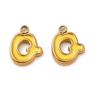 304 Stainless Steel Enamel Charms, Real 14K Gold Plated, Letter, Letter Q, 8.5x7x1.3mm, Hole: 1.2mm(STAS-L022-292G-Q)