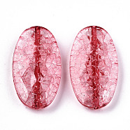 Transparent Crackle Acrylic Beads, Oval, FireBrick, 35.5x20x7mm, Hole: 1.8mm, about 138pcs/500g(CACR-N003-43C)