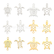 CHGCRAFT 20Pcs 304/201 Stainless Steel Pendants, Tortoise Charms, Golden & Stainless Steel Color, Pendants: 15~19x11.5~17x1mm, Hole: 1.4~1.5mm, 16pcs; Connectors Charms: 18~19.5x11.5~12x1mm, Hole: 1.2~1.6mm, 4pcs(DIY-CA0005-15)