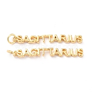 Brass Pendants, with Jump Rings, Long-Lasting Plated, Constellation/Zodiac Sign, Golden, Sagittarius, Sagittarius: 4x34x1.5mm, Hole: 3mm(KK-J276-14J)