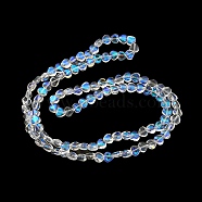 AB Color Plated Electroplate Transparent Glass Beads Strands, Heart, Clear AB, 5.5x6x4mm, Hole: 0.9mm, about 110pcs/strand, 23.23 inch(59cm)(X-EGLA-G037-09A-AB02)