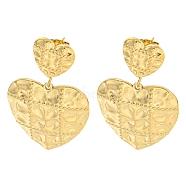 Ion Plating(IP) 304 Stainless Steel Ear Studs, Heart, Real 18K Gold Plated, 42x27mm(EJEW-P270-06B-G)