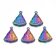 Rack Plating Rainbow Color Alloy Pendants, Cadmium Free & Nickel Free & Lead Free, Triangle, 25x22x3mm, Hole: 1.2~1.6mm(PALLOY-S180-309)
