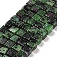 Natural Ruby in Zoisite Beads Strands, Cube, 8~9x8~9x8~9mm, Hole: 1.2mm, about 38~39pcs/strand, 15.08~15.35 inch(38.3~39cm)(G-G053-B01-01)