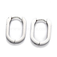 304 Stainless Steel Huggie Hoop Earrings, Oval, Stainless Steel Color, 17x12.5x3mm, Pin: 1mm(STAS-H156-11A-P)