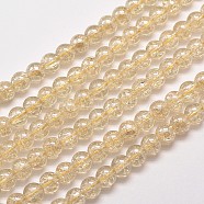 Electroplate Synthetic Crackle Quartz Bead Strands, Full Rainbow Plated, Round, Wheat, 6mm, Hole: 1mm, about 66pcs/strand, 15.7 inch(EGLA-J067-6mm-HR08)