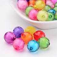 Perles en acrylique transparente, Perle en bourrelet, facette, ronde, couleur mixte, 12mm, Trou: 2mm, environ 580 pcs/500 g(TACR-S086-12mm-M)