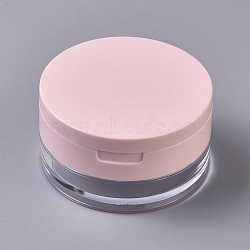 Reusable Plastic Loose Powder Bottles, Empty Bottles, DIY Makeup Powder Case, with Sponge Powder Puff, Mirror and Sifter, Pink, 7x3.8cm(MRMJ-WH0056-98)