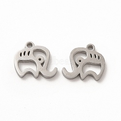 304 Stainless Steel Charms, Elephant, Stainless Steel Color, 10.5x10.5x1.4mm, Hole: 1.4mm(STAS-M089-26P)