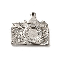 304 Stainless Steel Pendant Cabochon Settings, Camera, Stainless Steel Color, Tray: 8mm, 25x28x3.5mm, Hole: 1.6mm(STAS-I694-17P)