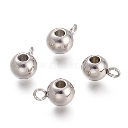 304 Stainless Steel Tube Bails, Loop Bails, Bail Beads, Round, Stainless Steel Color, 8.5x5x2mm, Hole: 1.8mm(X-STAS-O130-02)