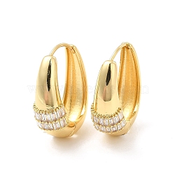 Clear Cubic Zirconia Hinged Hoop Earrings, Brass Jewelry for Women, Cadmium Free & Lead Free, Real 18K Gold Plated, 24.5x21x8.5mm, Pin: 0.8~1mm(EJEW-P213-03G)