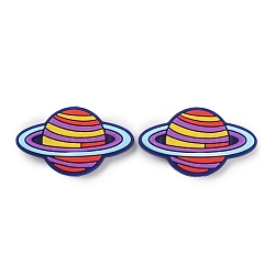 Silicone Beads, Planet, Purple, 21.5x36.5x8.5mm, Hole: 3mm(SIL-WH0010-11H-18)