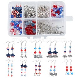 SUNNYCLUE DIY Dangle Earrings Making Kits, Including Polymer Clay & Glass Beads, Tibetan Style Alloy Pendants, Brass Earring Hooks, Iron Pins, Platinum, 196pcs/box(DIY-SC0013-41P)
